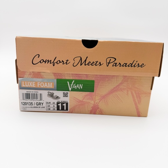 Skechers Wilshire BLVD Illusion of Love Foam Wedge Slingback Sandal Gray 11 NEW - Picture 16 of 16